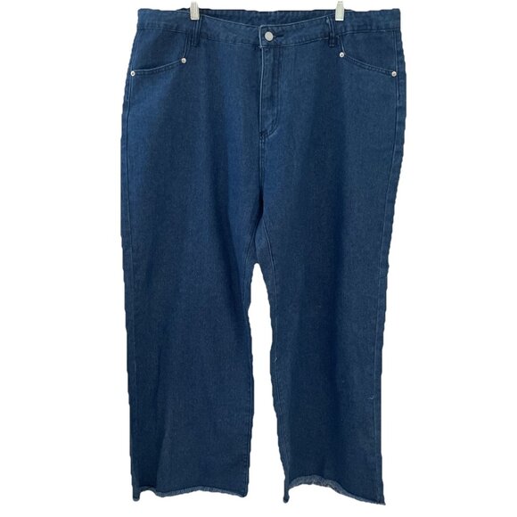 NV FELIX Wide Leg Cropped Jeans DM087 Women's Plus Size 3X Raw Hem 100% Cotton - Picture 1 of 12